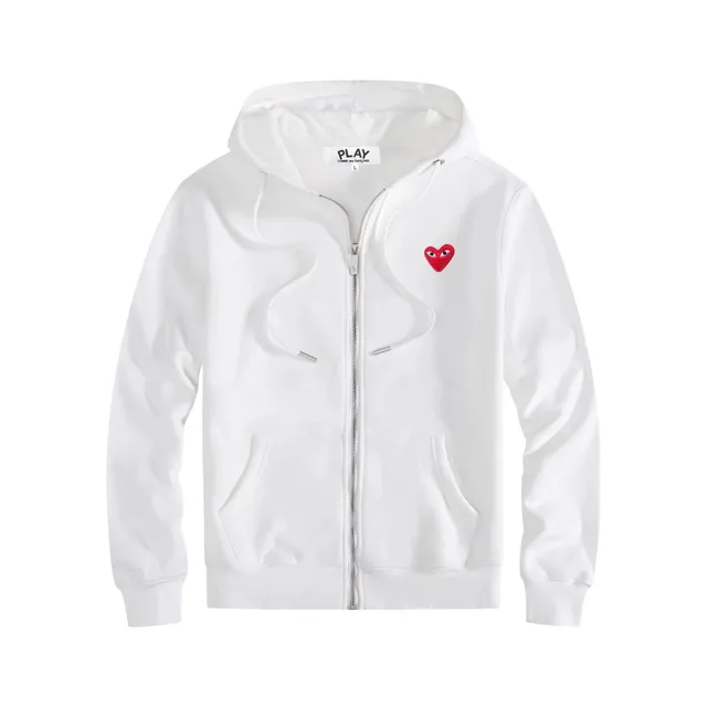 Comme des Garçons Zip-Up Hoodie Red Heart Embroidery