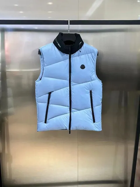 Moncler Puffer Vest Light Blue with Black Trim