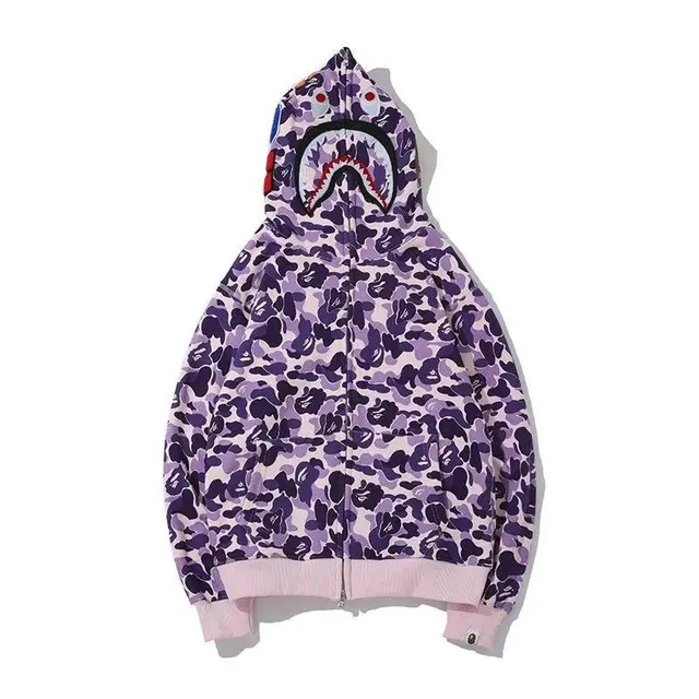 BAPE Shark Full Zip Hoodie Purple Camo