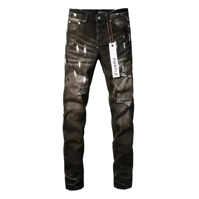 Purple Brand Distressed Slim Fit Jeans Paint Splatter