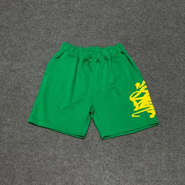 Syna World Box Logo Shorts Green with Yellow Logo