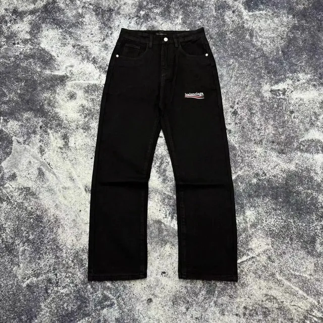 Balenciaga Logo Jeans Black with White Logo