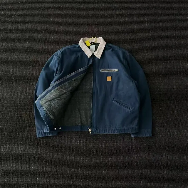 Carhartt Active Jacket Navy with Beige Collar