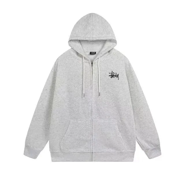 Stüssy Zip-Up Hoodie Heather Grey