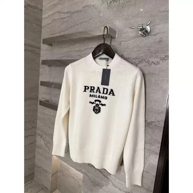 Logo Knit Sweater Prada Milano Embroidered
