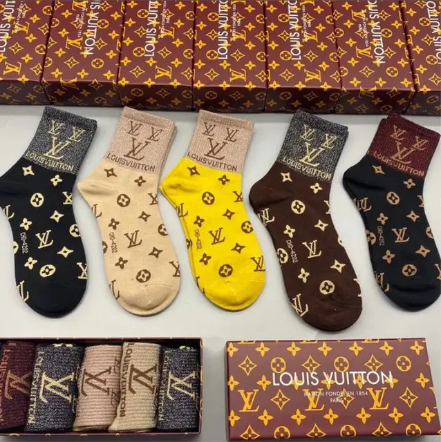 Louis Vuitton Monogram Socks Classic Logo Print