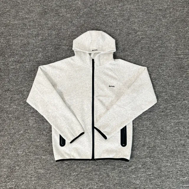 6PM Season Zip-Up Hoodie Heather Grey with Black Trim