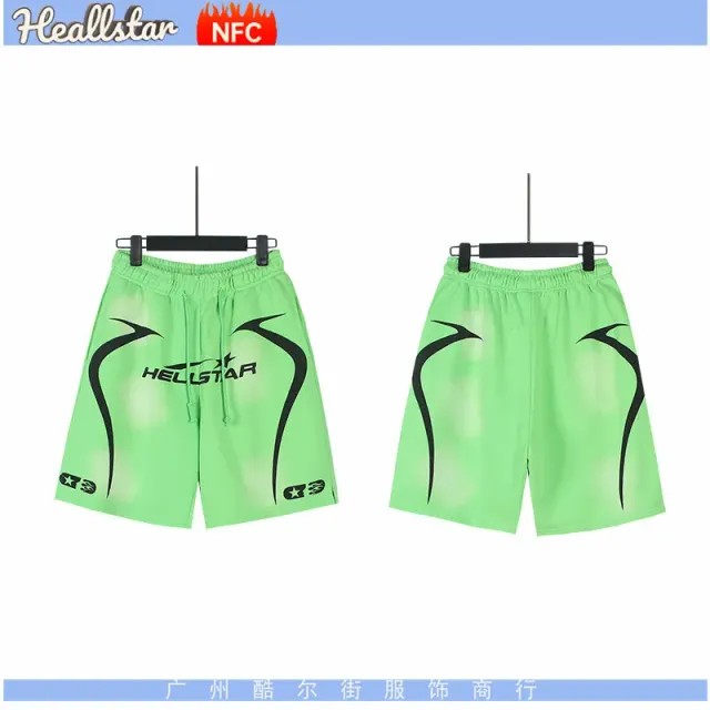 Hellstar Graphic Shorts Neon Green with Black Logo