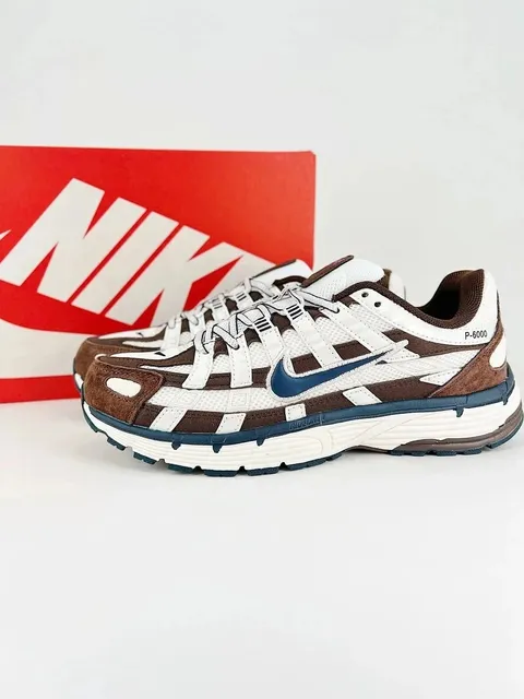 Nike P-6000 White Brown Navy