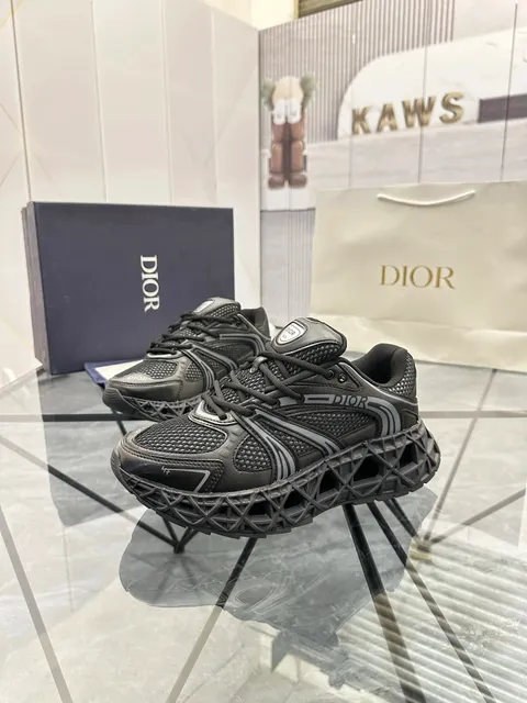 Dior B22 Trainer Black Mesh and Leather