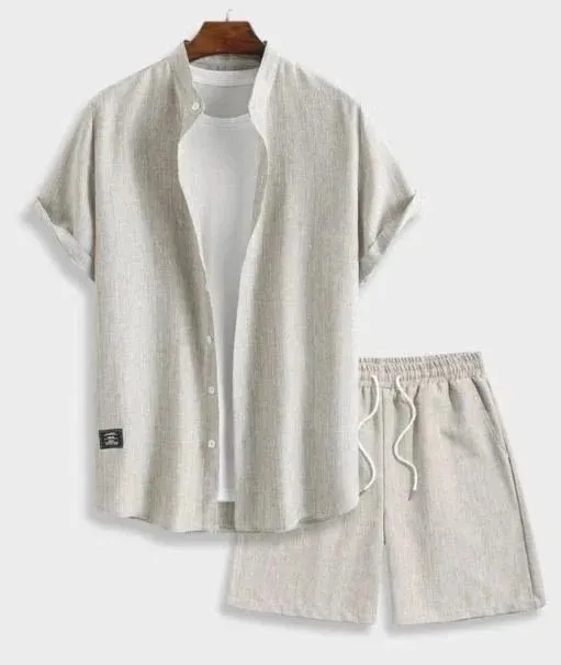 Linen Shirt and Shorts Set Neutral Linen