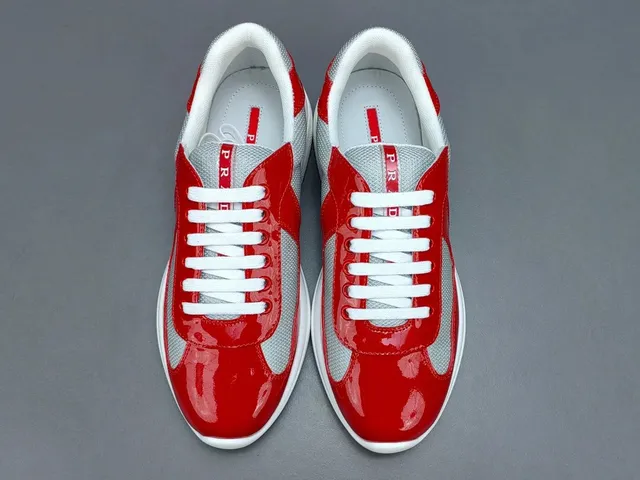 Prada Linea Rossa Trainer Glossy Red and Grey