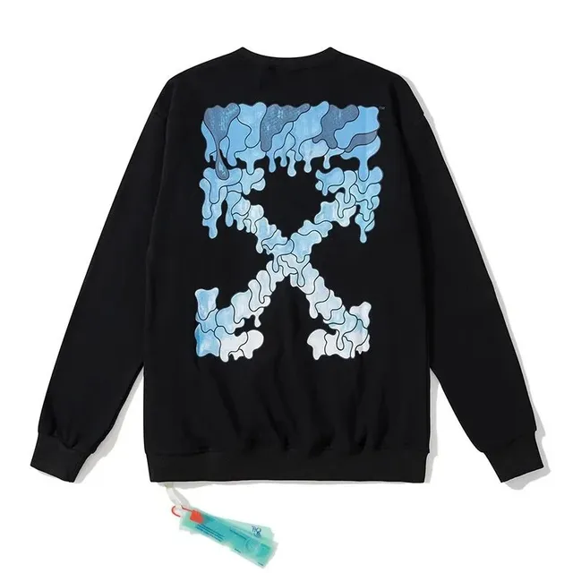 Off-White Cotton Sweatshirt Ice Melt Arrow Print