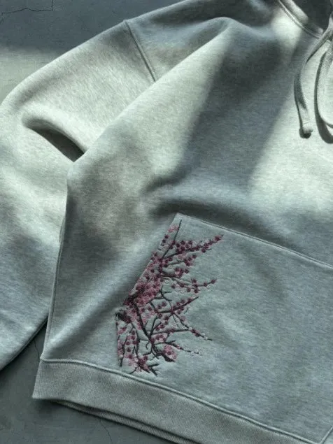 Embroidered Hoodie Cherry Blossom Patch
