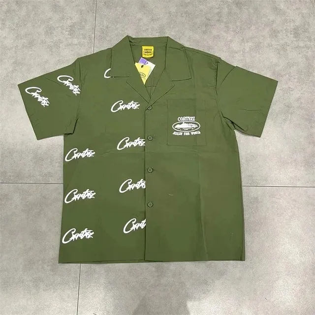 Corteiz Camp Collar Shirt All-Over Logo Print