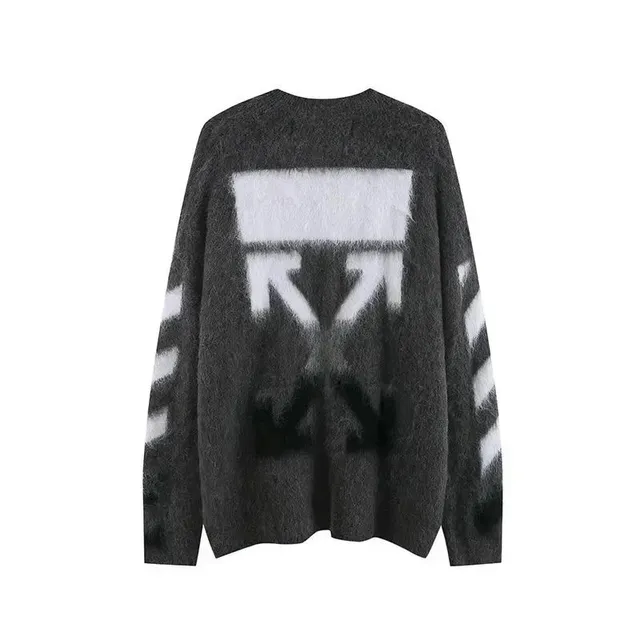 Off-White Arrow Sweater Fuzzy Knit with Diagonal Arrows