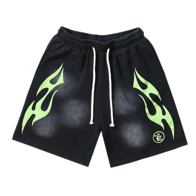 Hellstar Flame Shorts Neon Flame Print