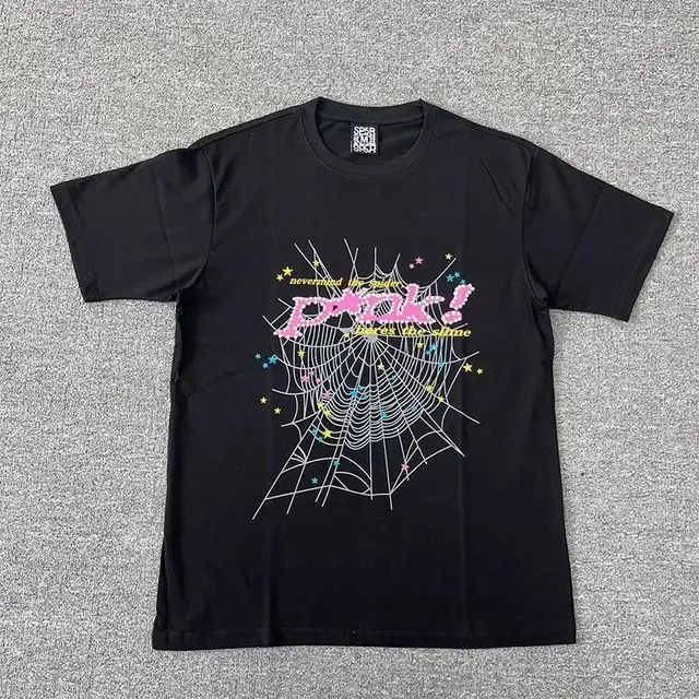 Sp5der Spider Web Graphic Tee Pink Slime Spider Web