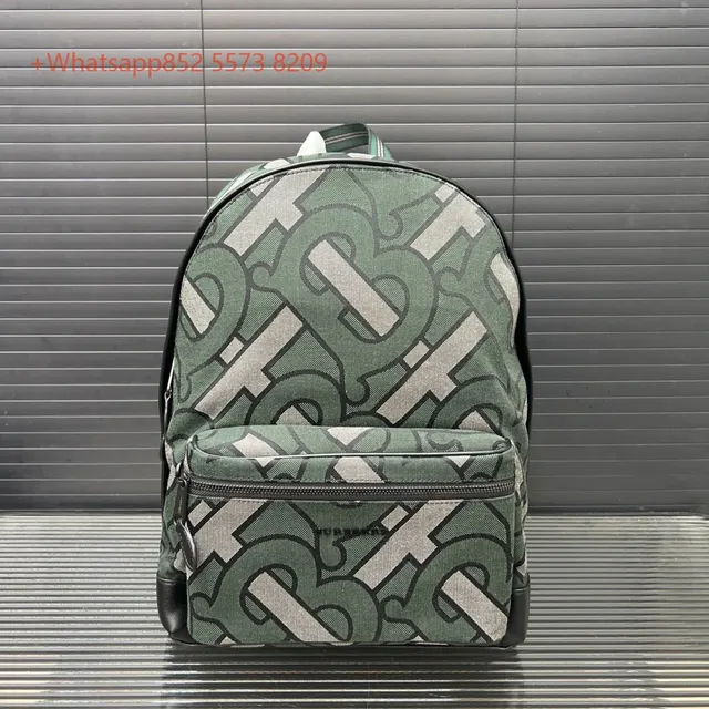 Burberry Monogram Canvas Backpack Green/Beige Monogram