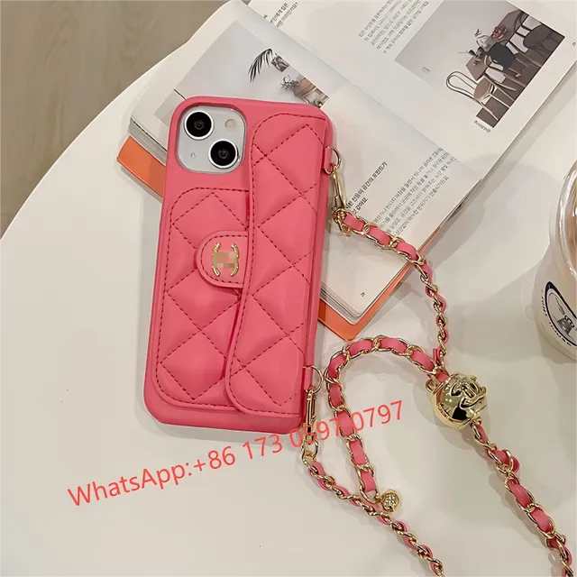 Chanel Phone Case with Chain Strap Quilted Pink