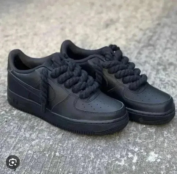 Nike Air Force 1 Low Triple Black Rope Laces