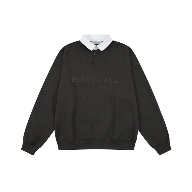Fear of God Essentials Polo Sweatshirt Black with White Collar