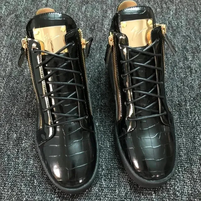 Giuseppe Zanotti High-Top Sneaker Crocodile-Embossed with Gold Hardware