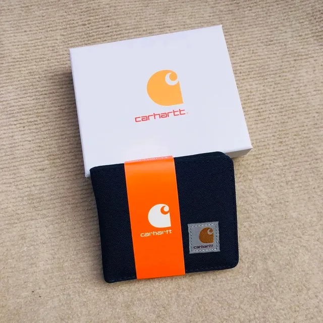 Carhartt Bifold Wallet Navy with Orange Strap