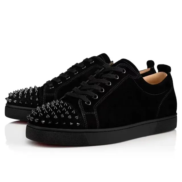 Christian Louboutin Louis Junior Spikes Black Suede