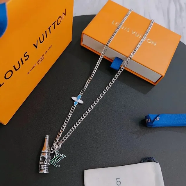 Louis Vuitton Chain Necklace Skull Bottle LV Charm