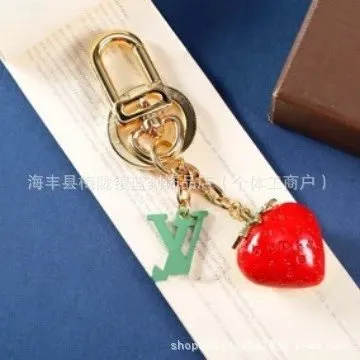 Louis Vuitton Strawberry Charm Keychain Resin Strawberry with LV Logo