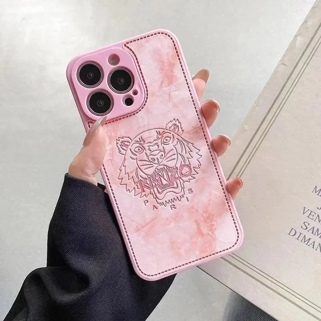 Kenzo Tiger Phone Case Marbled Pink