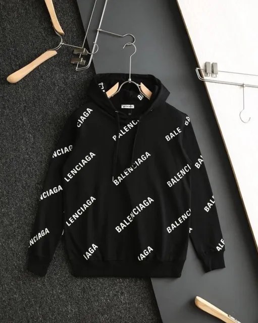 Balenciaga Logo Print Hoodie All-Over Logo