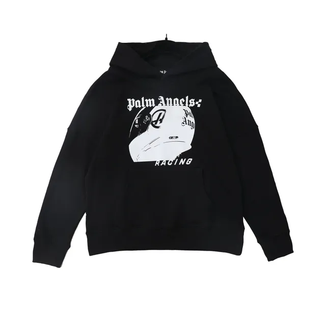 Palm Angels Hoodie Racing Helmet Graphic