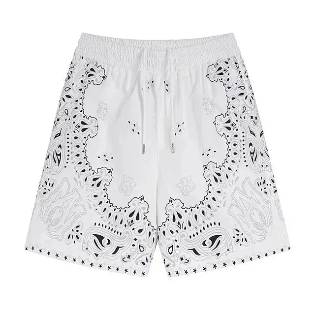 Off-White Bandana Print Shorts White with Black Bandana Pattern