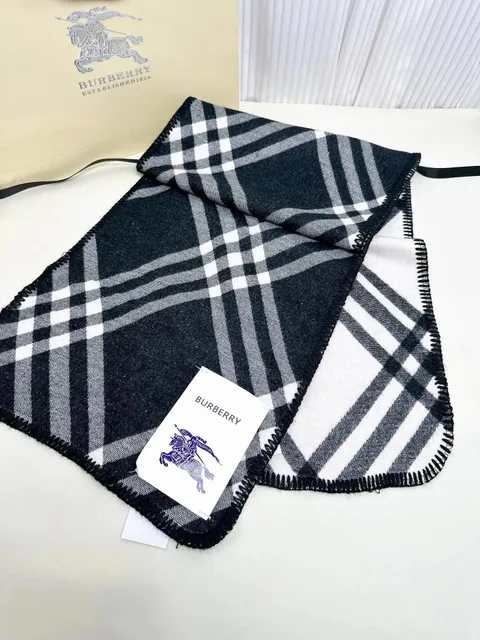 Burberry Classic Check Scarf Navy and White Check