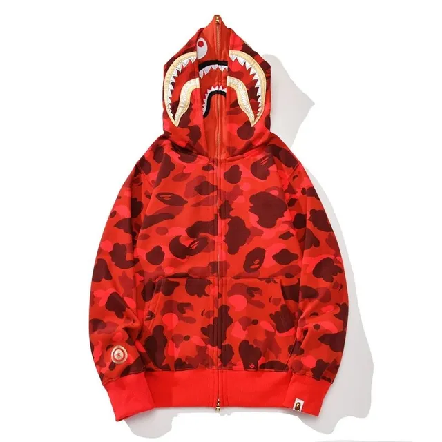 BAPE Shark Hoodie Red Camo
