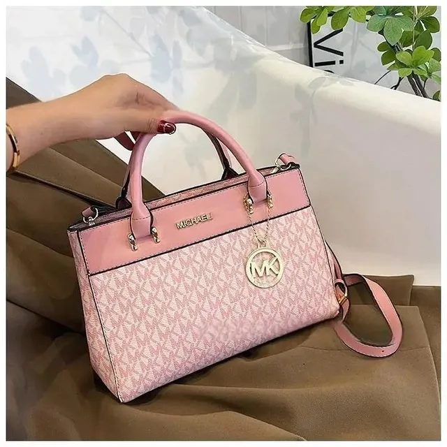 Michael Kors Medium Top-Zip Handbag Monogram Canvas