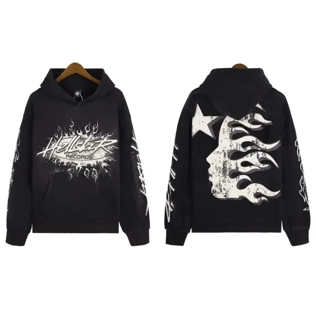 Hooded Sweatshirt Hellstar Records Flame Print