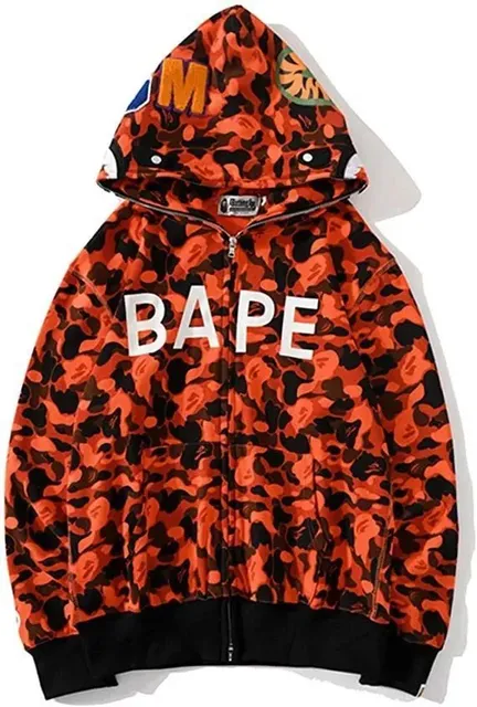 BAPE Shark Hoodie Orange Camo