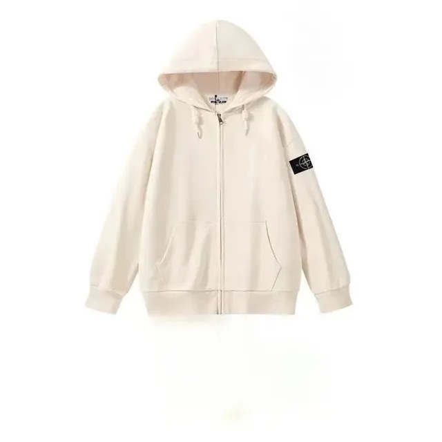 Stone Island Zip-Up Hoodie Beige