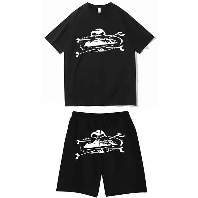 Corteiz Skull & Crossbones Set Black with White Graphic