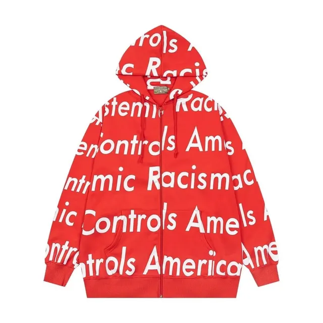 Supreme Zip-Up Hoodie Systemic Racism Controls America
