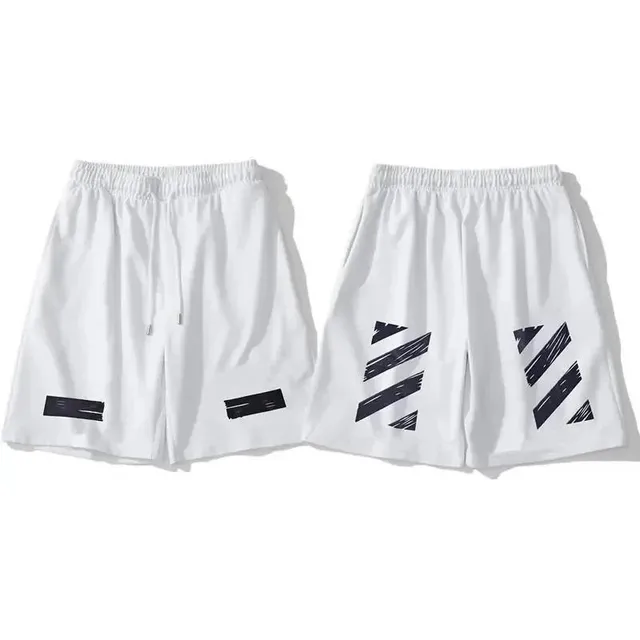 Off-White Diagonal Stripe Shorts White with Black Diagonal Stripes