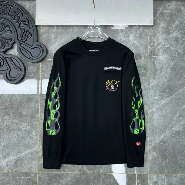 Chrome Hearts Long Sleeve Tee Flame Print Pocket