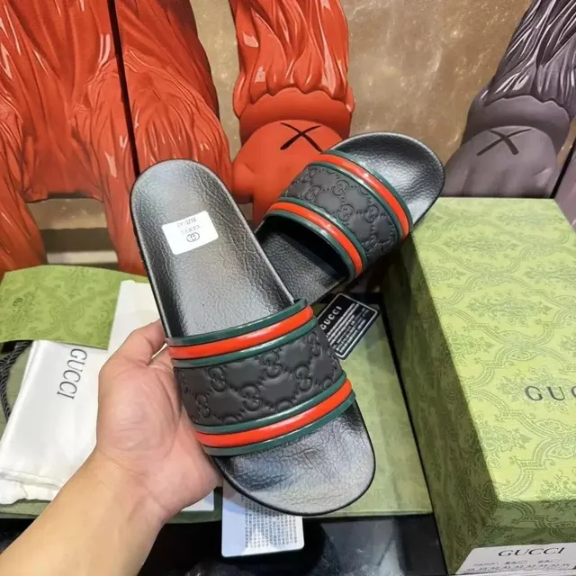 Gucci Slide Sandal GG Embossed Web Stripe
