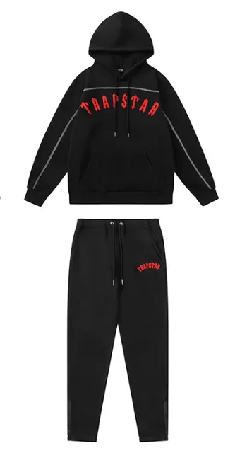 Trapstar Hoodie and Joggers Set Red Logo