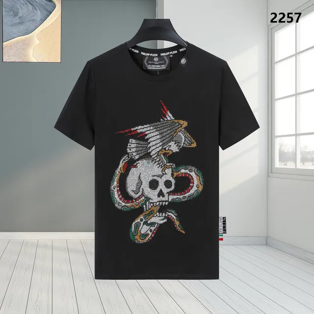 Philipp Plein Graphic T-Shirt Skull and Snake Embroidery