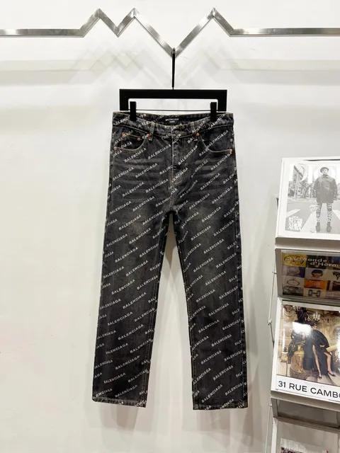 Balenciaga Logo Print Jeans All-Over Logo