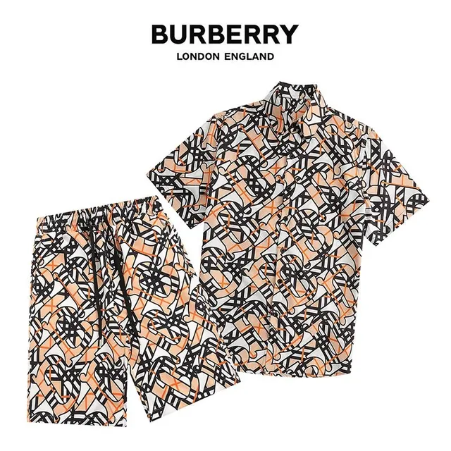 Burberry Printed Short-Sleeve Shirt and Shorts Set Monogram Print